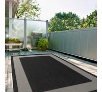 The Rugs Ecology Collection Outdoor Patio Garden Rug Black Bordered Design Weatherproof Jet Washable 200Bl