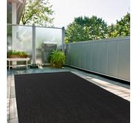 The Rugs Ecology Collection Outdoor Patio Garden Rug Black Solid Design Weatherproof Jet Washable 500Bl