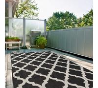 The Rugs Ecology Collection Outdoor Patio Garden Rug Black Trellis Design Weatherproof Jet Washable 400Bl