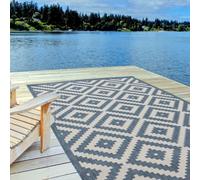 The Rugs Ecology Collection Outdoor Patio Garden Rug Blue Diamond Design Weatherproof Jet Washable 100Blu
