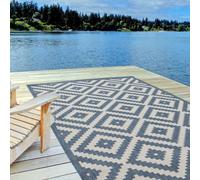 The Rugs Ecology Collection Outdoor Patio Garden Rug Blue Diamond Design Weatherproof Jet Washable 100Blu