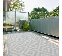 The Rugs Ecology Collection Outdoor Patio Garden Rug Grey Diamond Design Weatherproof Jet Washable 100G