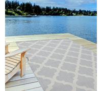 The Rugs Ecology Collection Outdoor Patio Garden Rug Grey Trellis Design Weatherproof Jet Washable 400G