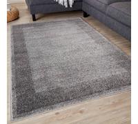 The Rugs Efes Collection Modern Living Room Rug Bordered In Grey 7437G Grey