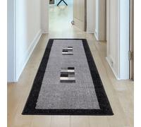 The Rugs Efes Grey And Black Geometric Bordered Area Rug Non Shedding Pet Friendly Easy To Clean Living Room Bedroom