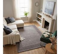 The Rugs Efes Grey Bordered Area Rug Non Shedding Pet Friendly Easy To Clean Living Room Bedroom