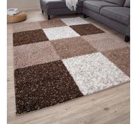 The Rugs Fluffy And Soft Shaggy Rugs For Living Room Bedroom Kitchen Geometric Design Different Size And Colours 381 In Brown Brown 180cm x 270cm