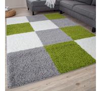 THE RUGS Fluffy & Soft Shaggy Rugs for Living Room Bedroom Kitchen Geometric Design Different Size & Colours 381 in Green | Size: 120 cm diameter THE RUGS Green 120 cm diameter