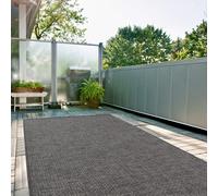 THE RUGS DARK GREY SOLID DESIGN OUTDOOR & INDOOR RUG FOR GARDEN PATIO GARAGE KITCHEN |DURABLE WEATHER PROOF STAIN RESISTANT WASHABLE | 160 X 230 CM
