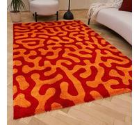 The Rugs Joli Abstract Pattern Soft And Dense Pile Living Room And Bedroom Rug In Red Red