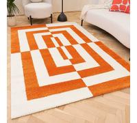 THE RUGS Joli Geometric Soft & Dense Pile Living Room & Bedroom Rug in Orange | Size: 80 cm x 150 cm THE RUGS Orange 80 cm x 150 cm