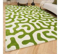 The Rugs Joli Green And White Abstract Doodle Rug Soft Dense Pile Easy To Clean And Pet Friendly For Living Rooms And Bedrooms