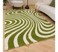 The Rugs Joli Green And White Striped Rug Soft Dense Pile Easy To Clean And Pet Friendly For Living Rooms And Bedrooms