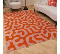 The Rugs Joli Orange And Pink Abstract Doodle Rug Soft Dense Pile Easy To Clean And Pet Friendly For Living Rooms And Bedrooms