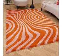 The Rugs Joli Orange And Pink Striped Rug Soft Dense Pile Easy To Clean And Pet Friendly For Living Rooms And Bedrooms