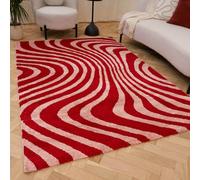 The Rugs Joli Red And Pink Striped Rug Soft Dense Pile Easy To Clean And Pet Friendly For Living Rooms And Bedrooms