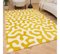 The Rugs Joli Yellow And White Abstract Doodle Rug Soft Dense Pile Easy To Clean And Pet Friendly For Living Rooms And Bedrooms