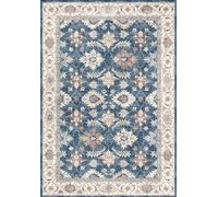 THE RUGS Jurdar Vintage Washable Rug - Ultra Soft Polyamide Non Slip Design in Blue | Size: 120 cm x 160 cm THE RUGS Blue 120 cm x 160 cm