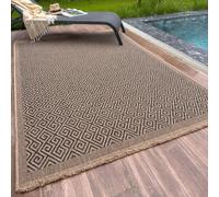 The Rugs Jute Looking Greek Key Design Outdoor Rugs Dark Grey Nature 5100Dg Dark Grey