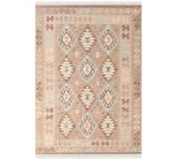 The Rugs Kamal Afghan Kelim Rug Handwoven Wool Cotton Reversible 3 mm Pile In Beige
