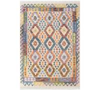 The Rugs Kamal Afghan Kelim Rug Handwoven Wool Cotton Reversible 3 mm Pile In Multi