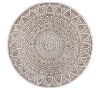 THE RUGS Lilja Vintage Round Rug Indoor Outdoor Reversible Durable Easy Care in Beige | Size: 140 cm diameter THE RUGS Beige 140 cm diameter