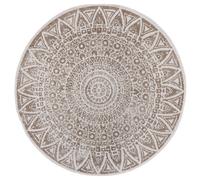 THE RUGS Lilja Vintage Round Rug Indoor Outdoor Reversible Durable Easy Care in Beige | Size: 200 cm diameter THE RUGS Beige 200 cm diameter