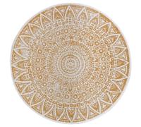 THE RUGS Lilja Vintage Round Rug Indoor Outdoor Reversible Durable Easy Care in Yellow | Size: 140 cm diameter THE RUGS Yellow 140 cm diameter