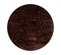 THE RUGS Lush Shaggy Round Rug Living Room - Washable Non-Slip 120 cm, Brown 3.5 cm Soft Thick Pile Bedroom Nursery