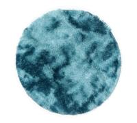 THE RUGS Lush Shaggy Round Rug Living Room - Washable Non-Slip 80 cm, Duck Egg Blue 3.5 cm Soft Thick Pile Bedroom Nursery