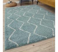 THE RUGS Modern Moroccan Design Living Room and Bedroom Rugs, Non-Shedding & Easy Care (Boho Duck Egg Blue/Ivory, 240x340 cm)