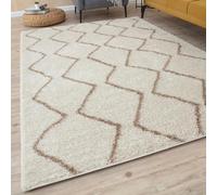 THE RUGS Modern Moroccan Design Living Room and Bedroom Rugs, Non-Shedding & Easy Care (Boho Ivory/Beige, 240x340 cm)