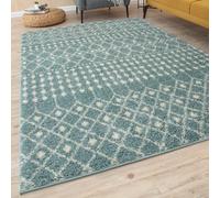 THE RUGS Modern Moroccan Design Living Room and Bedroom Rugs, Non-Shedding & Easy Care (Moroccan Duck Egg Blue/Ivory, 240x340 cm)