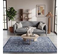 The Rugs Montana Blue Oriental Area Rug And Runner Soft Durable Pet Friendly Easy To Clean Living Room Bedroom Hallway 3716Bl
