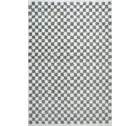 The Rugs Moodi Chequered Shaggy Soft High Pile Living Room Rug And Runner In Green Green