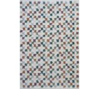 The Rugs Moodi Chequered Shaggy Soft High Pile Living Room Rug And Runner Multi