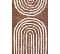 The Rugs Moodi Rainbow Design Shaggy Soft High Pile Living Room Rug Runner In Terracotta Terracotta