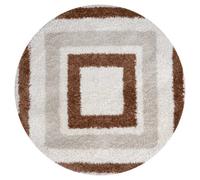 The Rugs Moodi Shaggy Light Beige/terra Slatefern Rug Runner Bordered Thick High Pile For Living Rooms, Bedrooms, Hallways