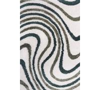 The Rugs Moodi Wavy Design Shaggy Soft High Pile Living Room Rug And Runner In Green Green