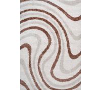 The Rugs Moodi Wavy Design Shaggy Soft High Pile Living Room Rug And Runner In Terracotta Terracotta