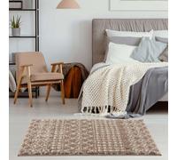 The Rugs Moroccan Beige Shaggy Living Room Rug 1020