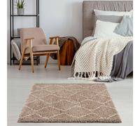 The Rugs Moroccan Shaggy Beige Living Room Rug 820