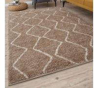 The Rugs Moroccan Shaggy Beige Living Room Rug 820