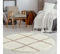 The Rugs Moroccan Shaggy Rugs And Runners Soft Fluffy Diamond Design High Pile Ivory And Beige Living Room Kitchen Hallway 530