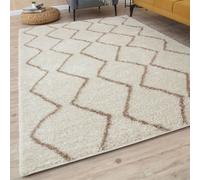 The Rugs Moroccan Shaggy Rugs And Runners Soft Fluffy Wavy Trellis Design High Pile Beige And Ivory Living Room Kitchen Hallway 830