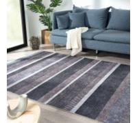 THE RUGS Nasrih Washable Persian Classic Rug - Soft Polyester Runner Design in Grey | Size: 120 cm x 170 cm THE RUGS Grey 120 cm x 170 cm