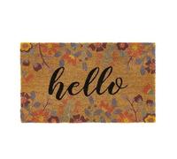 The Rugs Natural Floral Hello Coir Doormat 45x75 cm