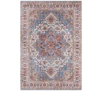 THE RUGS Oriental Anthea Rug - Vintage Medallion Polyester Flatweave 0.5cm in Blue | Size: 80 cm x 200 cm THE RUGS Blue 80 cm x 200 cm