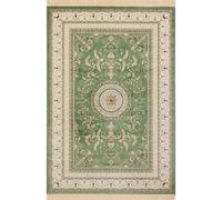 The Rugs Oriental Velvet Antik Negar Rug - Vintage Bordered Viscose Carpet In Green