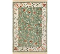 THE RUGS Oriental Velvet Flowers Rug - Vintage Floral Fringed Viscose Carpet in Green | Size: 160 cm x 230 cm THE RUGS Green 160 cm x 230 cm